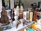 Some of the Architectural Treatments, shelf supports, wall decorator accents that are available in this sale. Also shown are some wine carriers which are also available.