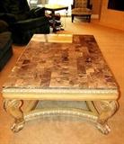 Italian Style Coffee Table with stone top, scrolled accented legs, and claw and ball feet. Coffee Table is matching to Italian Style Sofa / Foyer Table with stone top, scrolled legs and ball and claw feet. (the retail on the 2 matching tables was more than $3,000.00)