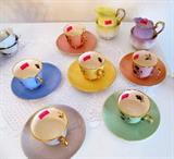 Some of the collection of accent cup & saucer china sets available...some are fine Bavarian china