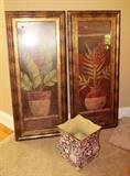 Two Large Botanical Artworks that are available in this sale. Also the unique art printed metal Container is also available.