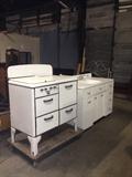 Vintage Robertshaw Stove, Ampco Sink and Cabinet,