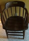 Antique oak bent wood chair.