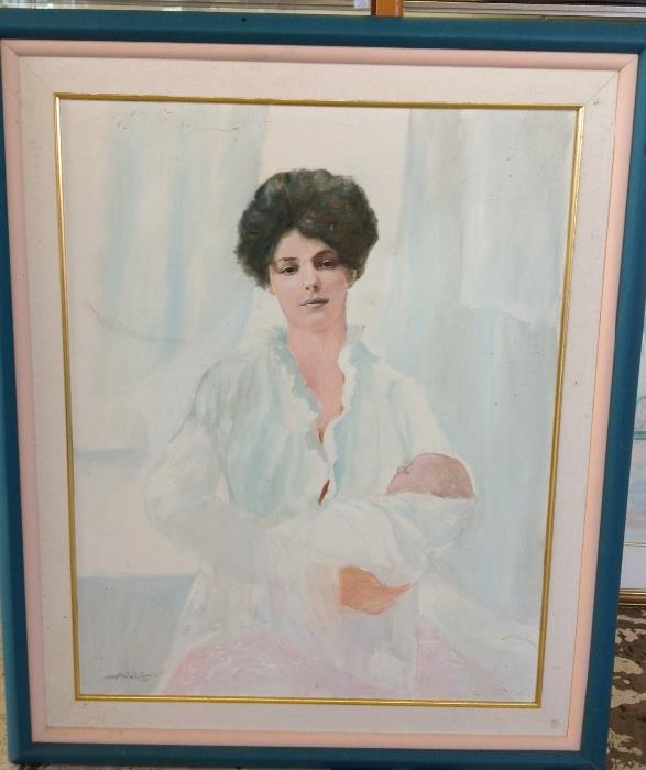 30"x24"o/c Mother & Child; Paul MacWilliams (1976) - Heisman Gallery