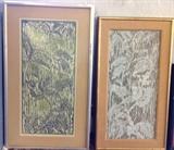 23"x11" Artist signed print "Milkweed Pods" #5 of 15, Kay Holmes (1968) and 22"x10" Original Block Wood Cut for Milkweed Pods 1968 Kay Holmes