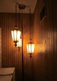 Vintage 3-light pendant pole lamp