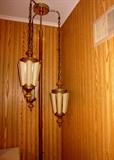 Vintage 3-light pendant pole lamp
