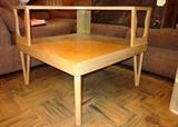 Mid century, blonde wood, corner table