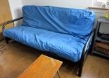 Futon, black tubular frame, with mattress