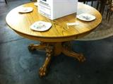 Oak Round Pub-Style Table with Lion feet