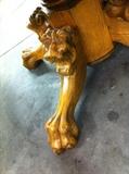 Oak Round Pub-Style Table with Lion feet