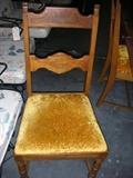 Wood Chair with Yellow Velvet Cushion