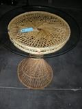 Wicker Side Table with Glass Top