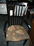 Black Floral Wooden Arm Chair