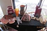 Ruby Czeck glass, folk art ceramics, carvings and more