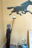 Copper horse is SOLD and Metal figure lamp ( needs a new wire)