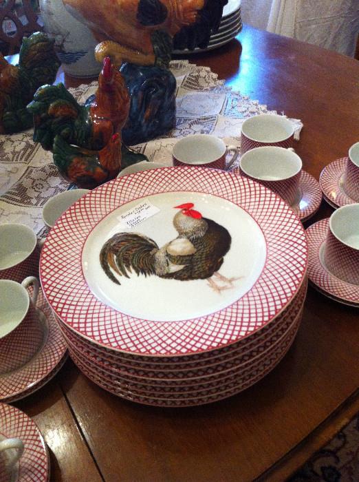                                  set of rooster dishes