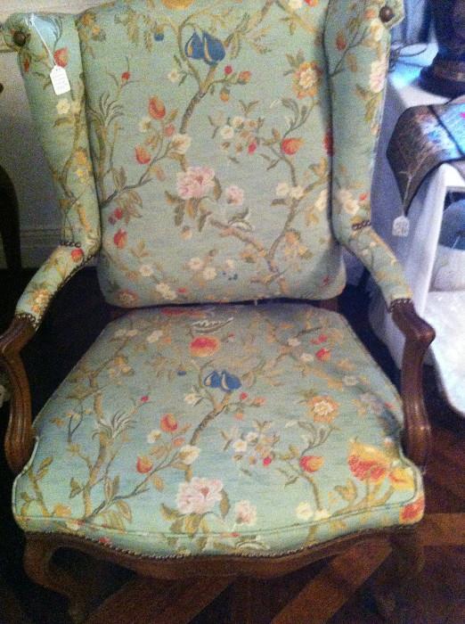               1  beautifully upholstered armed chair