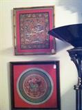                               framed Asian silks