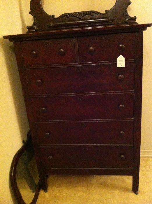                  antique 6-drawer chest (with mirror)