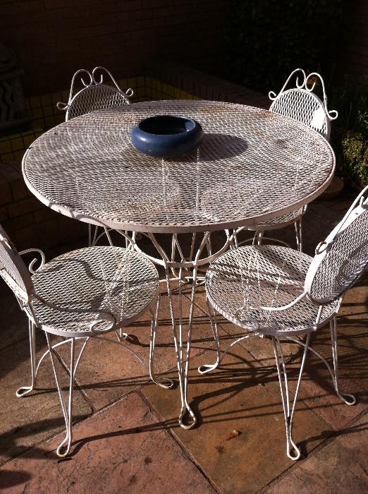                          white patio table and 4 chairs