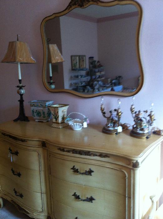            white French Provincial double dresser