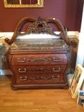 Bombay chest and ornamental wood wall hanging