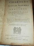 Rare Charters and Acts of Assembly of the Province of Pennsylvania ca. 1756 Oversized Leather Volume Very Rare