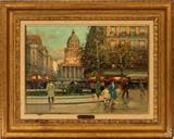 Lot#2020, EDOUARD L. CORTES (FRENCH 1882-1969), OIL ON CANVAS, "PANTHEON", 13" X 16"Depicts a French street scene. Signed and framed.