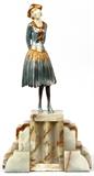 Lot#2039, D.H CHIPARUS, BRONZE & IVORY, H 20 1/2", L 12", "THE ACTRESS"Signed. Onyx base.