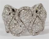 Lot#2075, 2.30CT DIAMOND RAISED DOME LADIES RING, SIZE 7.5..14kt white gold ladies ring, featuring 2.30 carats of inset round diamonds in a raised dome, inter linked formation. Size 7.5, measuring 11.2 grams in total weight.