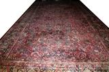 Lot#2227, SAROUK WOOL PERSIAN CARPET, SEMI-ANTIQUE, W 12', L 22'From Ford home, Perrysburg, OH. Red field with overall spray pattern; one primary floral border and 6 secondary borders; fine weave. W 12' 4'', L 22' 2''.