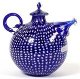 Lot#1006, RICHARD MARQUIS (1945-), GLASS TEAPOT SCULPTURE, 1979, H 5", W 5 1/4"Richard Marquis [American, b. 1945]. Blown Murrine glass teapot, signed and dated at underside and within design; #m048; measures H. 5" x 5 1/4".