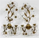 Lot#1052, FRENCH CRYSTAL & METAL SCONCES, SET OF FOUR, H 15", W 9"