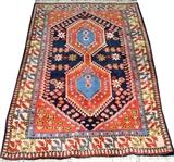 Lot#1185, KAZAK STYLE ORIENTAL RUG WITH DOUBLE MEDALLIONS, 5' 5" X 3' 9"