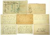 Lot#1232, ULYSSES S. GRANT (1822-1885), 18TH PRESIDENT AUTOGRAPH SIGNED NOTE CARD & OTHER CORRESPONDENCE, SIX..Including 1 autograph signed note card (2 1/8" x 3 1/2"), in pencil, which reads "I wish the Postmaster General would see Mr. Griswold, of Md., the gentleman of whom I spoke to him. U. S. Grant, July 18th, 76"; 1 U. S. Grant calling card, hand-written in pencil on the reverse, a note to Honorable James N. Tyner, reading "Hon. Jas. N. Tyner, I will be in, and very glad to see you, on Monday as soon after 10 am, as suits your convenience, or Sunday -this- evening after dinner, say 8 o’clock pm.", in an envelope addressed to Tyner, in Paris; 1 card written in pencil "Gardiner G. Hubbard suggested as Commissioner under P. O. appropriation"; 1 card written in pencil "See P. M. Gen. [Post Master General] in regard in writing letter to the St. Louis P. M. to secure a placement with himself the Dept. Atty. or one of the officials for Jas. L. Blair, son of F. P. Blair whose family are 