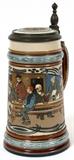 Lot#1357, VILLEROY & BOCH, METTLACH ETCHED STEIN, #2632, H 9", BOWLING SCENE.1/2 litre. 9".