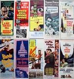 Lot#82, VINTAGE MOVIE POSTER COLLECTION, C. 1950-1965, 14 PCS, H 37 1/2" W 14 1/4"Titles include, "Blonde Blackmailer" #58-33, "Possessed" #R56-471, "Stage Struck" #58-174, "The High Cost of Loving" #58/118, "Lonelyhearts" #59/57, "The Vintage" #57/110, "The Angry Hills" #59/62, "Until They Sail" #57/496, "Villa!" #58-328, "A Boy Ten Feet Tall" #65/24, "When Hell Broke Loose" #58/334, "City of Fear" #59/16, "Abandon Ship!" #57/71, and "Behold A Pale Horse" #64/250.