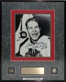 Lot#266, BOBBY HULL AUTOGRAPHED PHOTO AND LAPEL PINS, H 10", W 8"Bobby Hull, Chicago Black Hawk, autographed black and  white photo with lapel pins, with inscription: "1961 Stanley cup Champions"; All framed and matted under glass. Includes certificate of authenticity by "Stars Of The Game" authenticators.