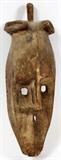 Lot#297, AFRICAN CARVED TRIBAL ANIMAL MASK, H 17"Having an elongated face, with open mouth, and inward facing ears.