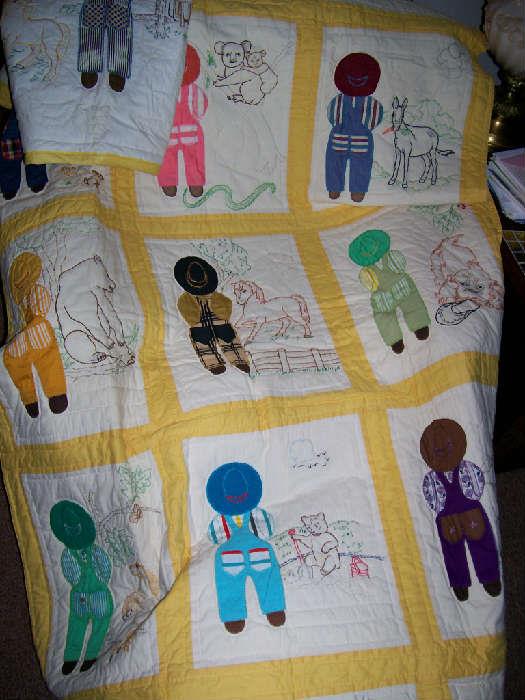 Cowboy Joe embroidered twin Quilt