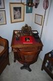 ANTIQUE LEATHER TOP ENGLISH DESK & CHAIR