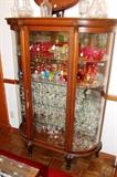 19TH CENTURY DISPLAY CABINET FILLED WITH GLASSWARE