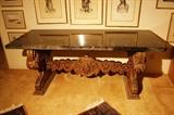 ANTIQUE 3' X 7' MARBLE ENTRY OR LIBRARY TABLE
