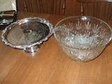 punch bowl w/ cups & cake stand