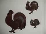 folk art - roosters made of nails