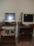 monitors, carts on casters