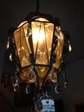 wrought iron canary yellow with crystals chandelier $150, firm