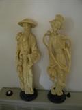 Vintage Bone(?) Asian Statues approximately 24" tall