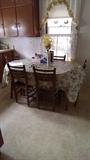 Table, Ladder Back Slat Bottom Chairs, & Ladder Back Caned Bottom Chairs