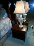 Nightstand & Glass Lamp